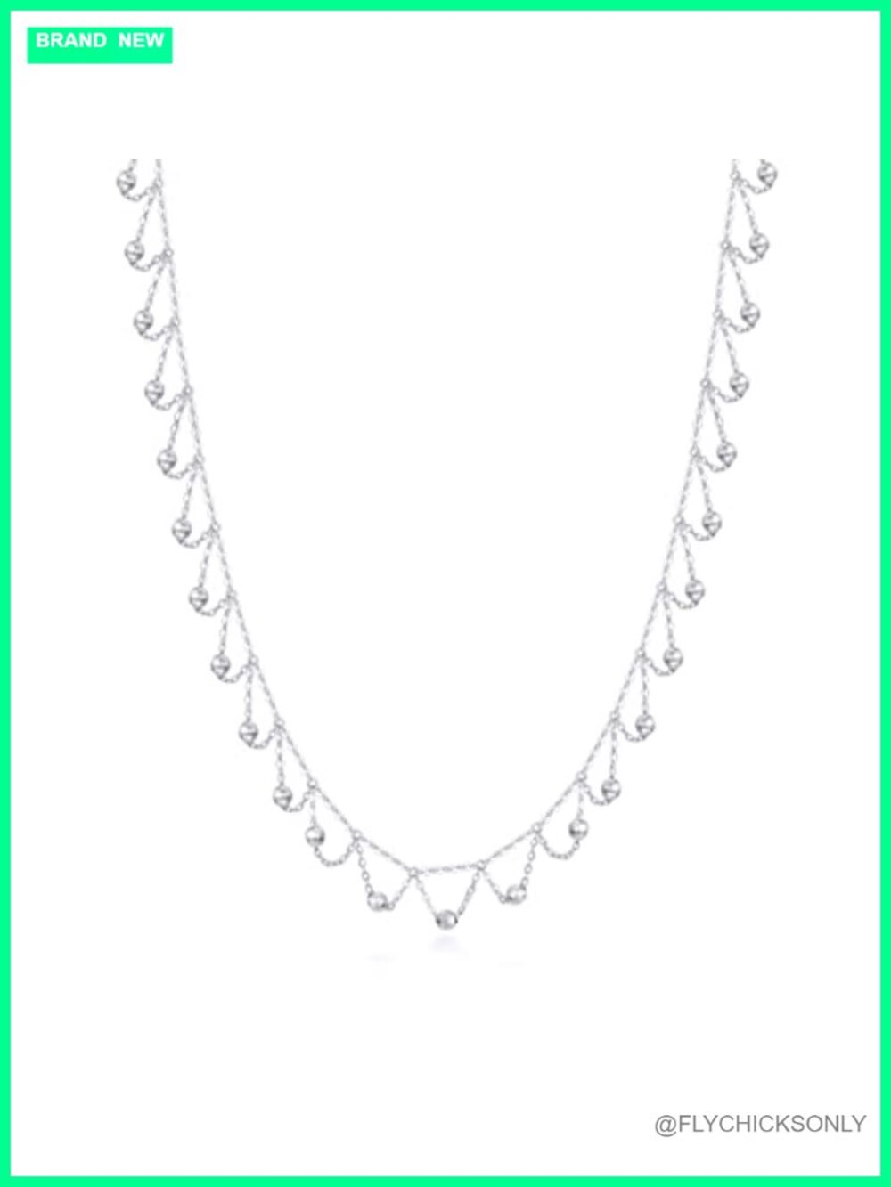 14k Gold Bead Station Choker Necklace Dangling Ball Chain 15-17 Inch